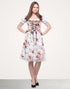 3-teiliges Damen Dirndl Set - Kleid, Bluse und Schürze im blumigen Design